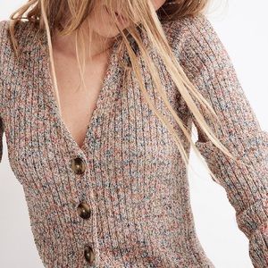 Madewell Marled Shrunken Ribbed Cardigan Sweater